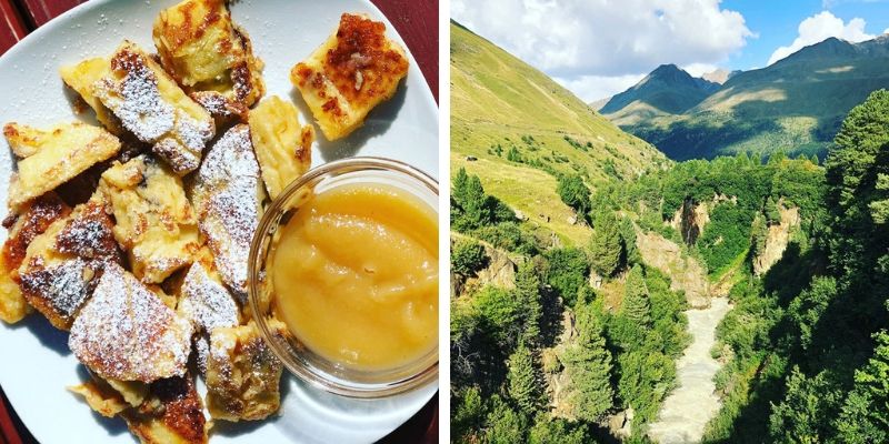 Kaiserschmarrn und Ausblick auf Rofnerschlucht